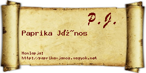 Paprika János névjegykártya